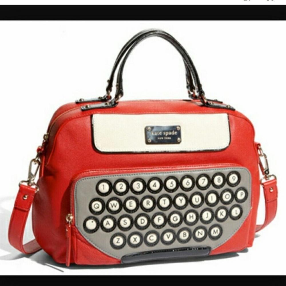NWT UNICORN Kate Spade All Typed Up Clyde red leather typewriter bag circa 2010